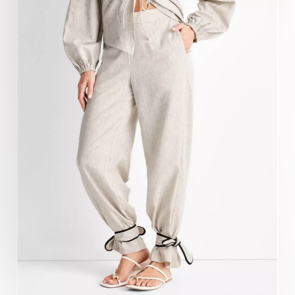 NWT Women's Pinstripe Ankle Tie Pants - Future Collective™ with Jenny K. Lopez